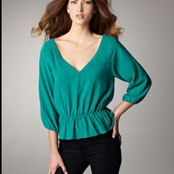 Joie Vertigo Silk Peplum Blouse in Black - Picture 6 of 6